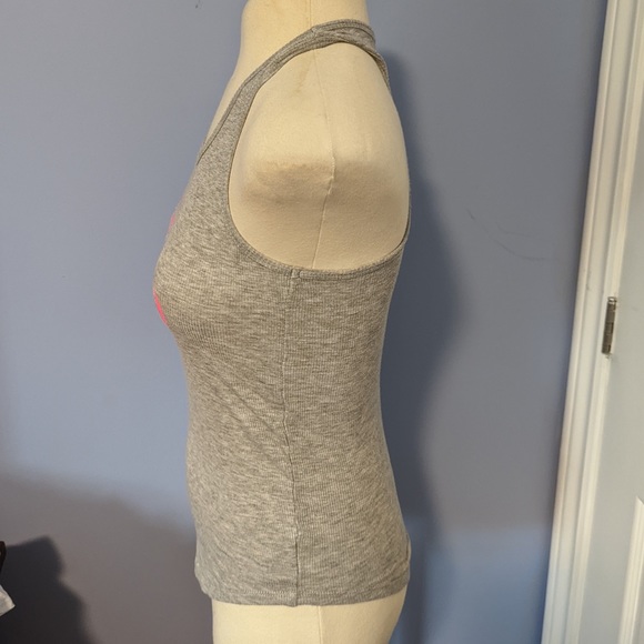 ❤️ 3/$25 Joshua Perets grey love heart tank top cropped length summer lounge - Picture 2 of 6